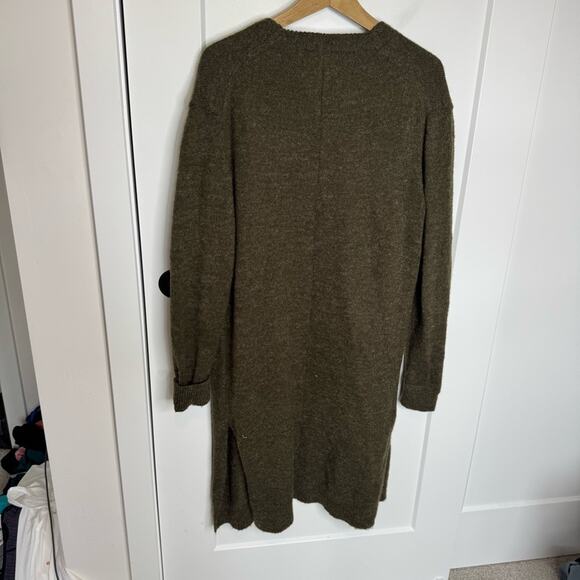 ACHRO Alpaca Wool Blend Longline Cardigan Sweater Olive Green Size Medium - Picture 6 of 6